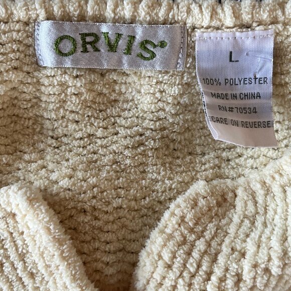 Orvis Womens Large Creamy Light Yellow Chunky Knit Cardigan Button Up Sweater - Picture 3 of 6